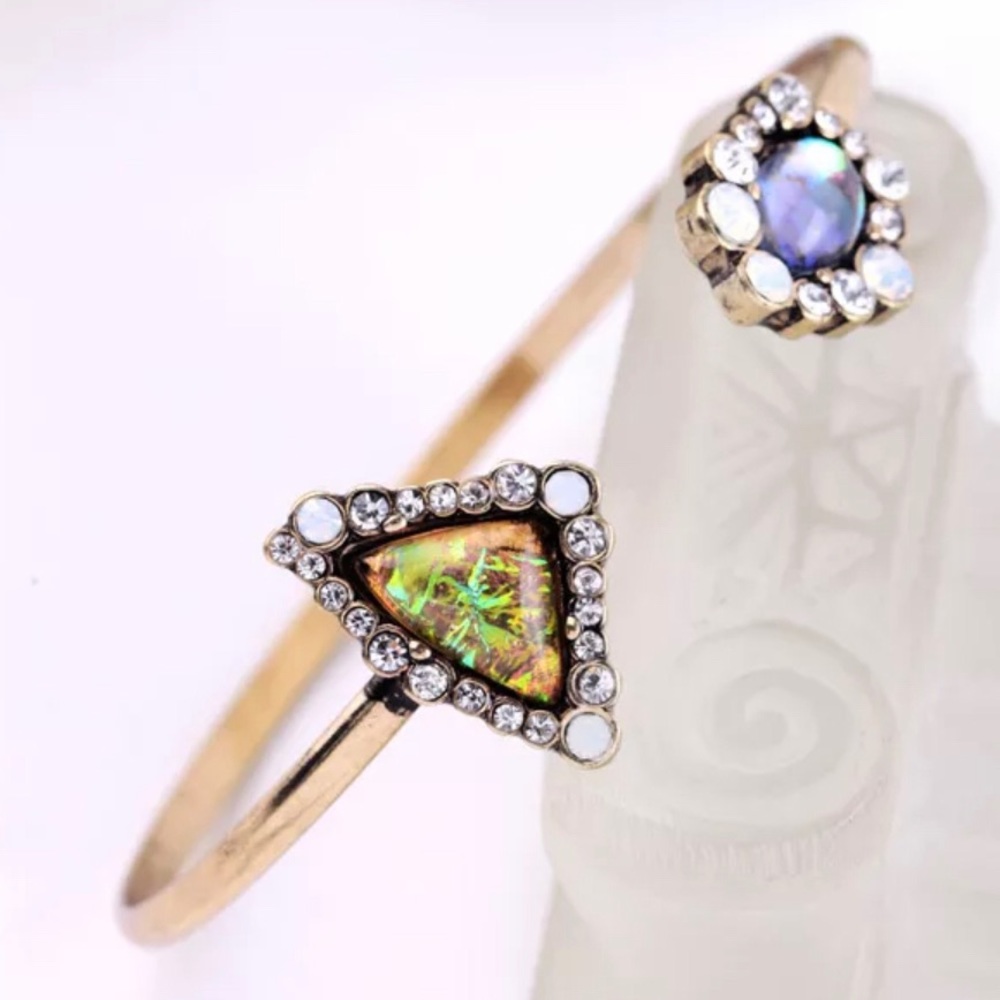 Faux Gemstone Goldtone Dazzle Fashion Cuff - Picture 4 of 7